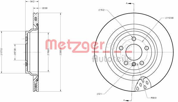Metzger 6110758 Rear ventilated brake disc 6110758