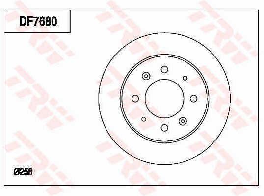 TRW DF7680 Rear brake disc, non-ventilated DF7680