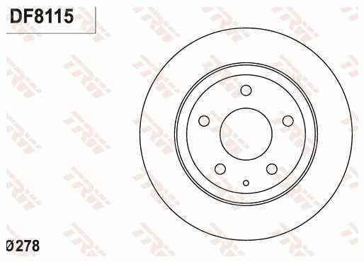TRW DF8115 Rear brake disc, non-ventilated DF8115