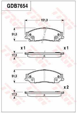 TRW GDB7654 TRW COTEC disc brake pads, set GDB7654