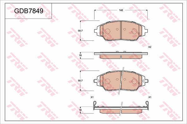 TRW GDB7849 TRW COTEC disc brake pads, set GDB7849