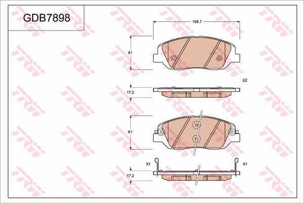 TRW GDB7898 TRW COTEC disc brake pads, set GDB7898