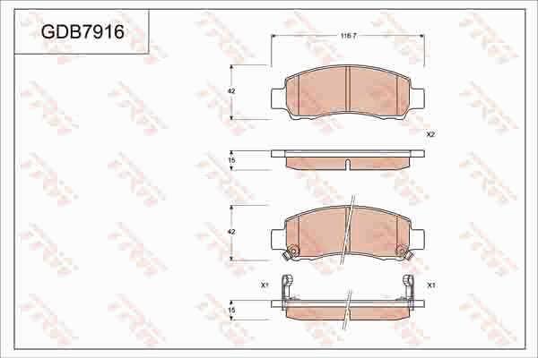 TRW GDB7916 Brake Pad Set, disc brake GDB7916