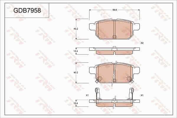 TRW GDB7958 Brake Pad Set, disc brake GDB7958