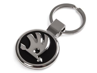 VAG 000087010BL Skoda Logo Key Ring, Silver/Black 2019 000087010BL