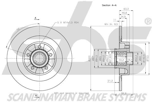 SBS 1815203962 Rear brake disc, non-ventilated 1815203962