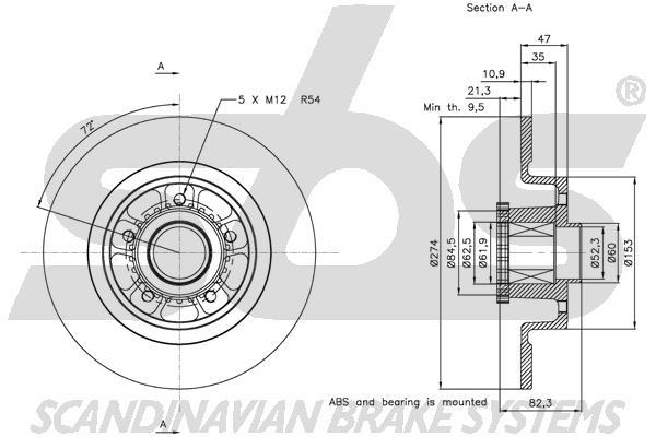 SBS 1815203963 Rear brake disc, non-ventilated 1815203963