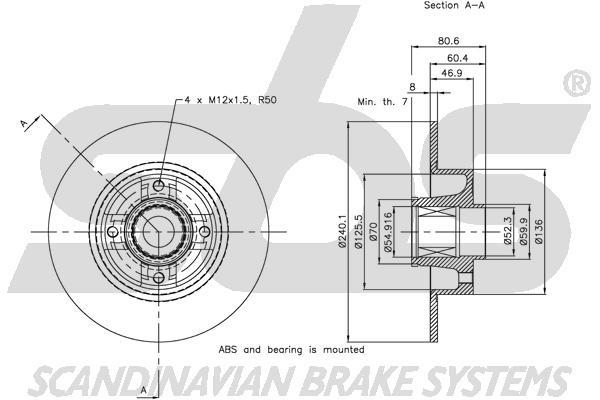 SBS 1815203964 Rear brake disc, non-ventilated 1815203964
