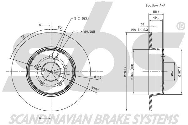 SBS 1815313342 Rear brake disc, non-ventilated 1815313342