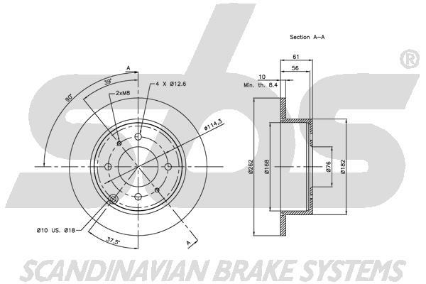 SBS 1815313412 Rear brake disc, non-ventilated 1815313412