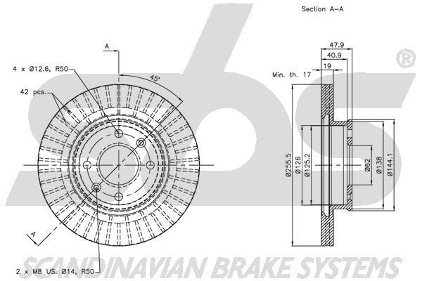 SBS 1815313418 Front brake disc ventilated 1815313418