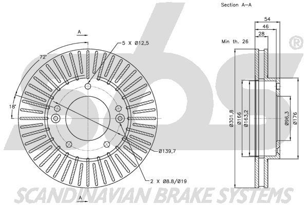 SBS 1815313519 Front brake disc ventilated 1815313519