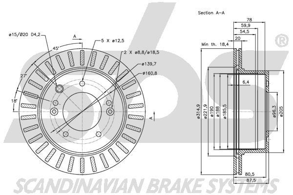 SBS 1815313520 Rear ventilated brake disc 1815313520