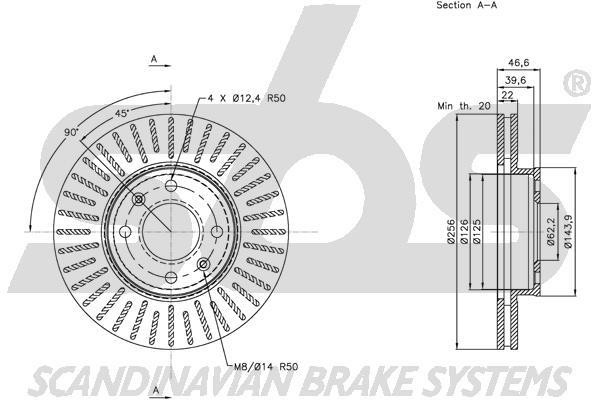 SBS 1815313523 Front brake disc ventilated 1815313523