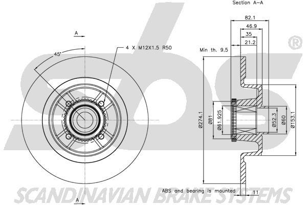 SBS 1815313946 Rear brake disc, non-ventilated 1815313946