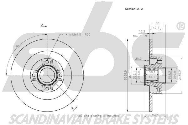 SBS 1815313965 Rear brake disc, non-ventilated 1815313965