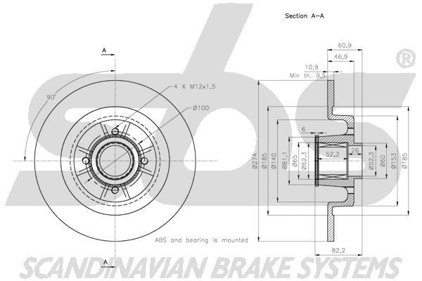 SBS 1815313967 Rear brake disc, non-ventilated 1815313967