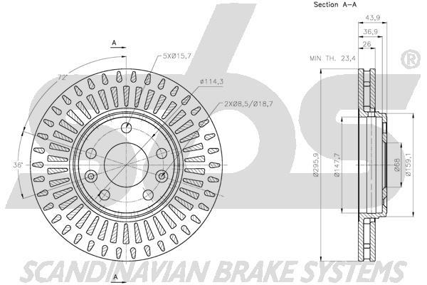 SBS 1815313971 Front brake disc ventilated 1815313971