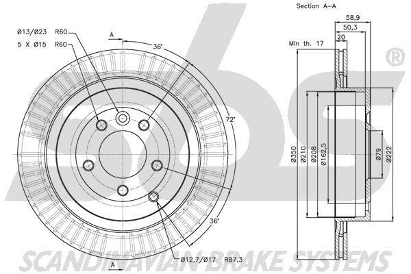 SBS 1815314029 Rear ventilated brake disc 1815314029