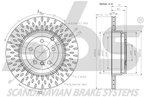 SBS 1815314041 Rear ventilated brake disc 1815314041