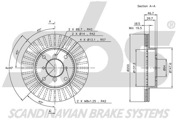 SBS 1815205204 Front brake disc ventilated 1815205204
