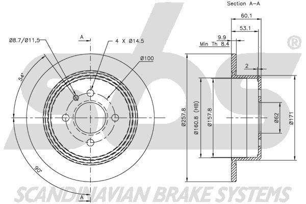 SBS 1815311510 Rear brake disc, non-ventilated 1815311510
