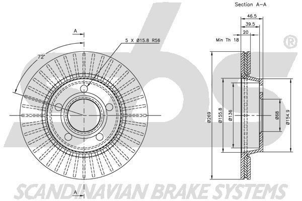 SBS 1815314769 Rear ventilated brake disc 1815314769