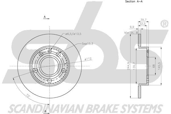 SBS 1815314778 Rear brake disc, non-ventilated 1815314778