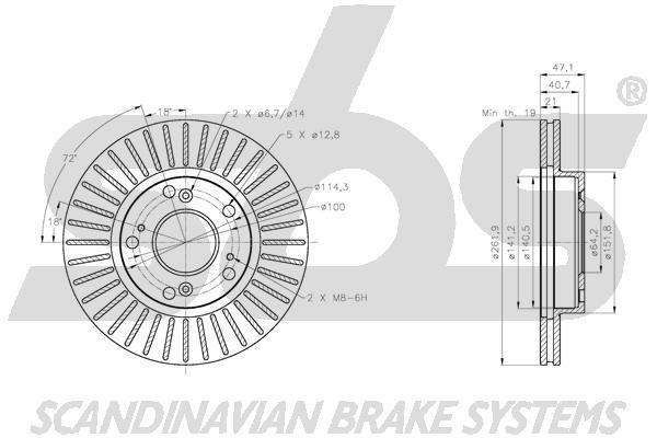 SBS 1815312667 Front brake disc ventilated 1815312667