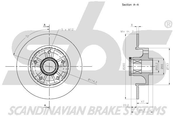 SBS 1815313973 Rear brake disc, non-ventilated 1815313973