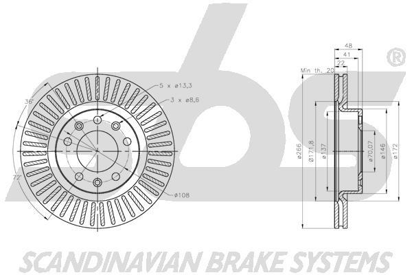 SBS 1815313746 Front brake disc ventilated 1815313746