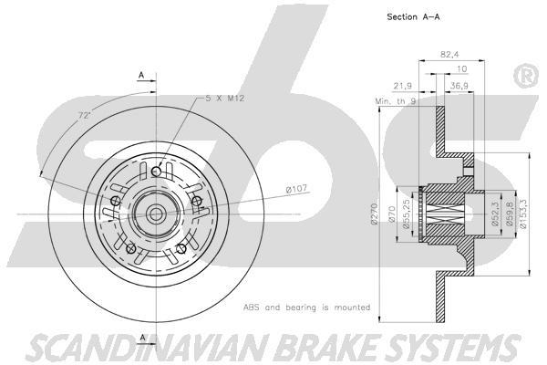 SBS 1815313990 Rear brake disc, non-ventilated 1815313990