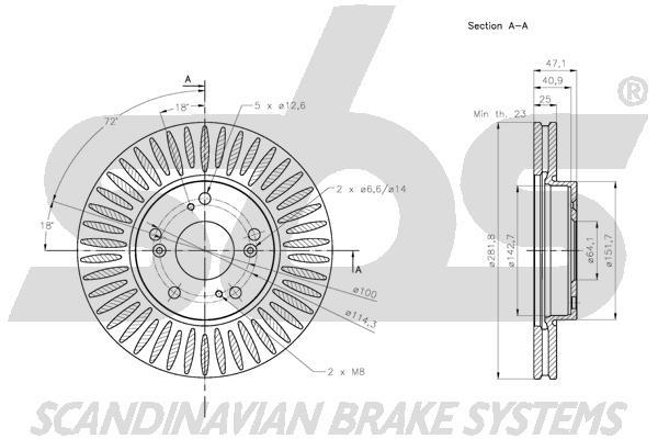 SBS 1815312666 Front brake disc ventilated 1815312666