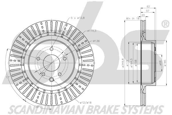 SBS 1815312293 Rear ventilated brake disc 1815312293