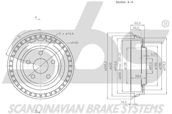 SBS 1825259306 Rear brake drum 1825259306