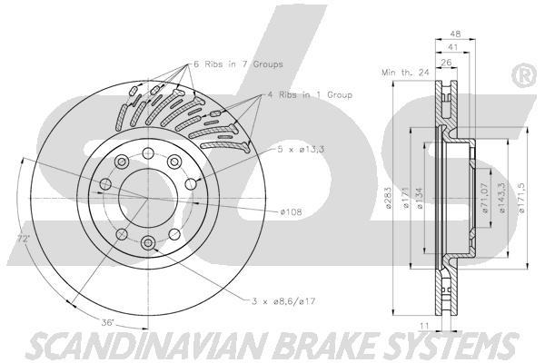 SBS 1815311956 Front brake disc ventilated 1815311956