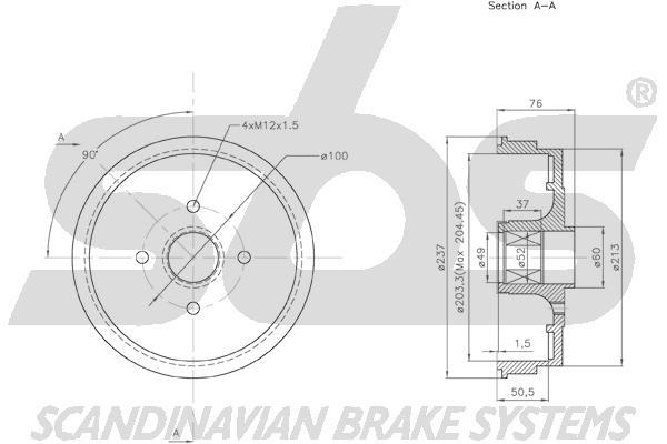SBS 1825253931 Brake drum with wheel bearing, assy 1825253931