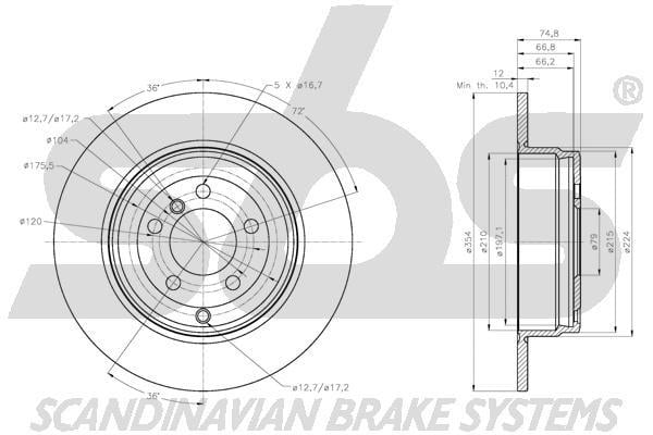 SBS 1815314047 Rear brake disc, non-ventilated 1815314047