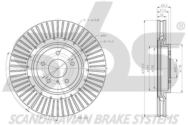 SBS 1815312292 Front brake disc ventilated 1815312292