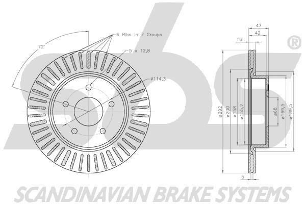 SBS 1815312297 Rear ventilated brake disc 1815312297