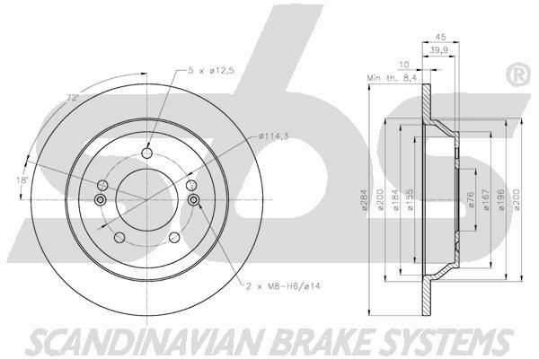 SBS 1815313542 Rear brake disc, non-ventilated 1815313542