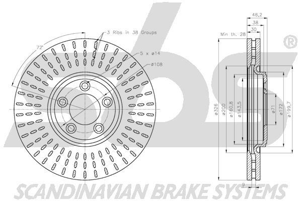 SBS 1815311226 Front brake disc ventilated 1815311226