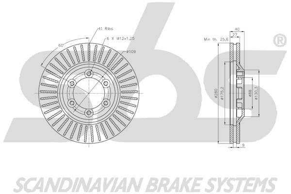 SBS 1815311404 Front brake disc ventilated 1815311404