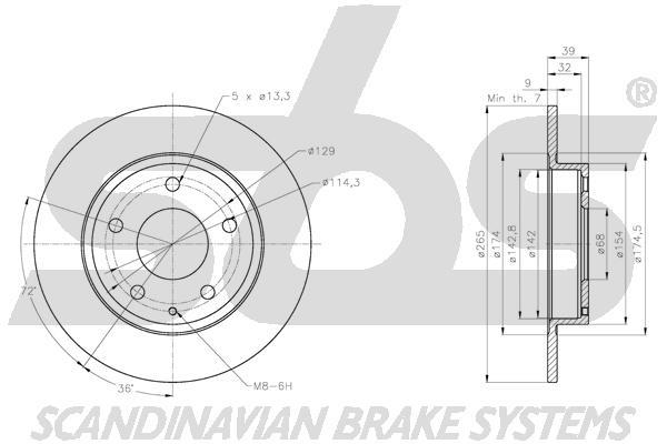 SBS 1815313283 Rear brake disc, non-ventilated 1815313283