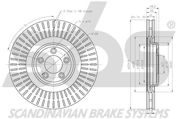 SBS 1815311225 Front brake disc ventilated 1815311225