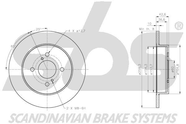 SBS 1815315235 Rear brake disc, non-ventilated 1815315235