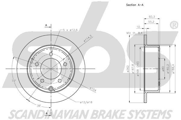 SBS 1815319330 Rear brake disc, non-ventilated 1815319330