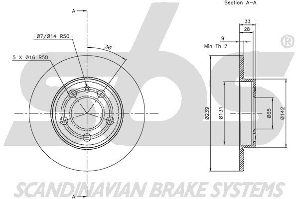 SBS 1815314779 Rear brake disc, non-ventilated 1815314779