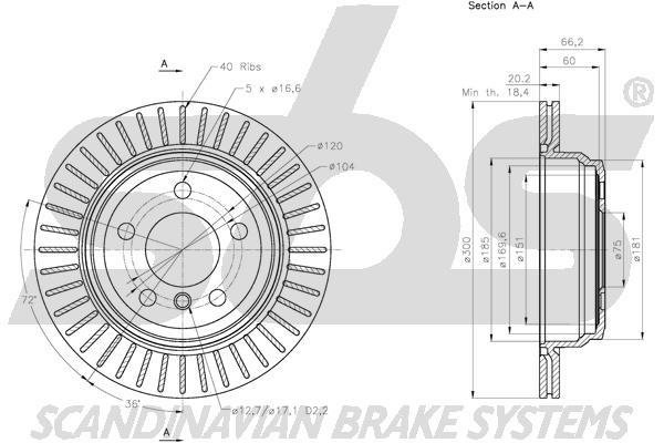SBS 1815311597 Rear ventilated brake disc 1815311597