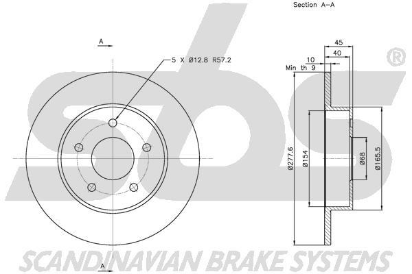 SBS 1815312257 Rear brake disc, non-ventilated 1815312257